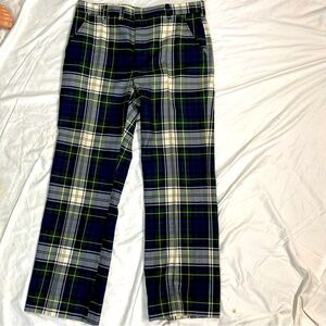 VTG green blue yellow white plaid wool pant 34 waist